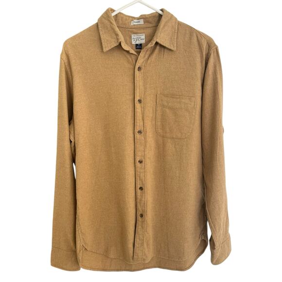 J. Crew Men's Every Stitch Considered Flannel Collared Shirt Tan Medium - Picture 1 of 4